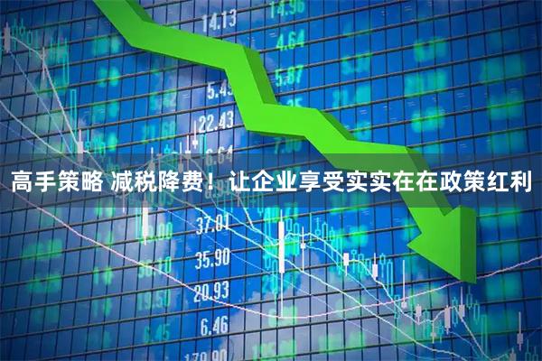 高手策略 减税降费！让企业享受实实在在政策红利